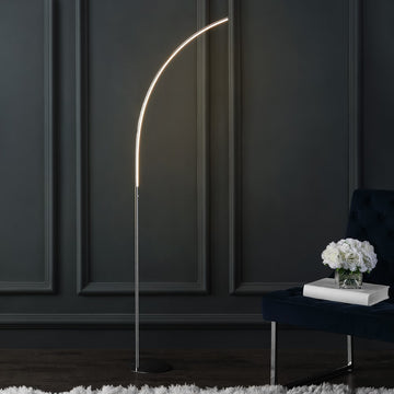 Curva 64" Metal Minimalist Modern LED Integrated Floor Lamp - JONATHAN Y